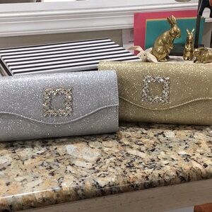 NEW Elegant Glitter Clutch Gold or Silver New (only 1)